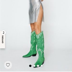 Green Suede Cowboy Boots
